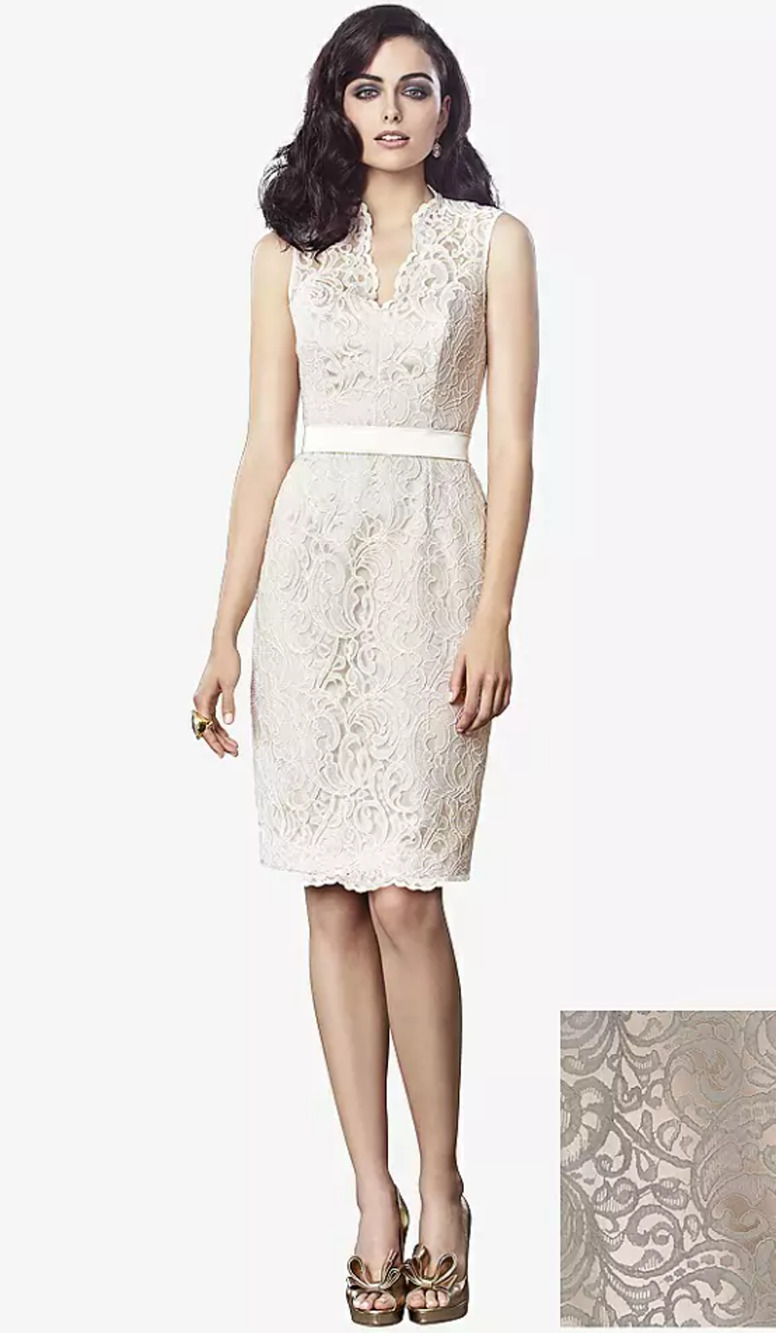 Dessy Collection Size 8 Lace V-Neck Sleeveless Cocktail Dress $250 MSRP I23-4